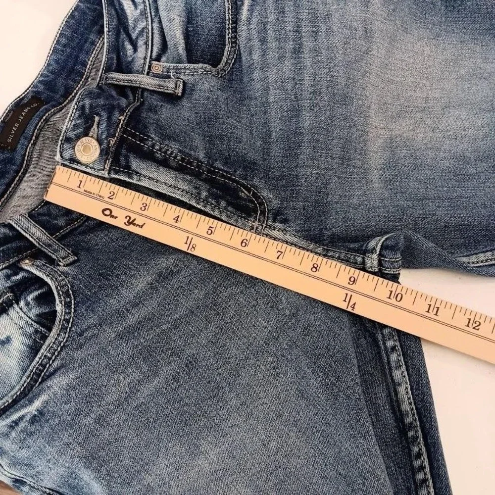 Silver Jeans Co‎ Jeans Womens W28/L29 Blue Boyfriend Distressed Stretch Denim